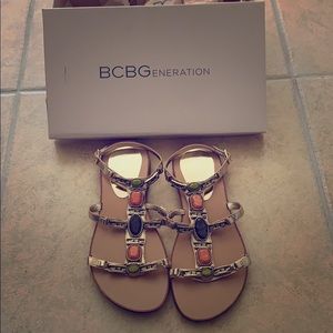 BCBGeneration Gold Strappy Sandals